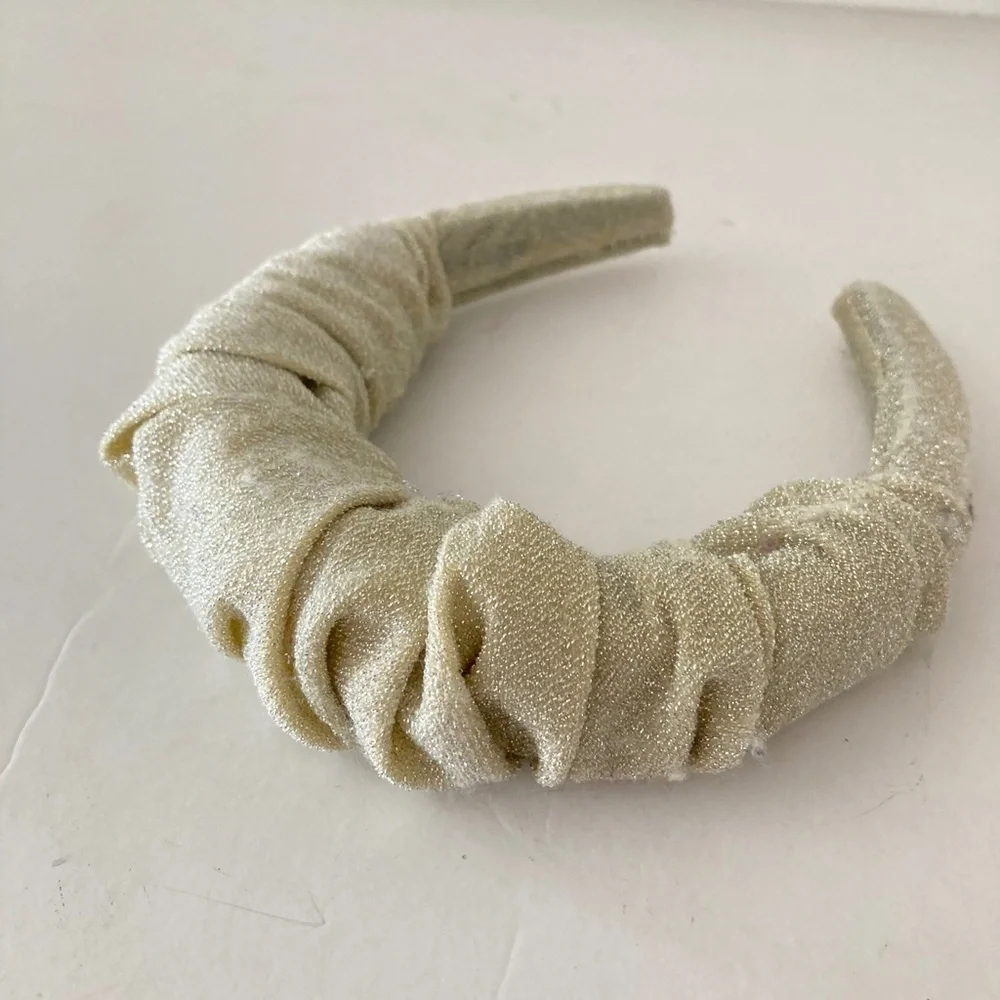 Anthropologie Gold Shimmery Fabric Puffy Headband